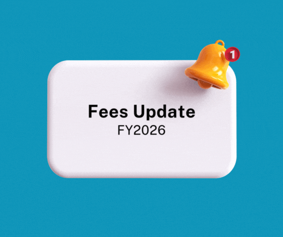 Reminder graphic that says "Fees Update Fiscal Year 2026"